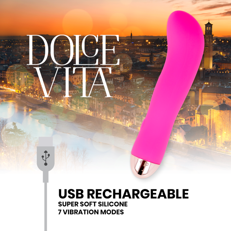 DOLCE VITA - DOBÍJECÍ VIBRÁTOR DVĚ RŮŽOVÉ 7 RYCHLOSTÍ
