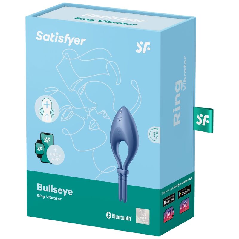 SATISFYER - APLIKACE S VIBRAČNÍM KROUŽKEM BULLSEYE, MODRÁ