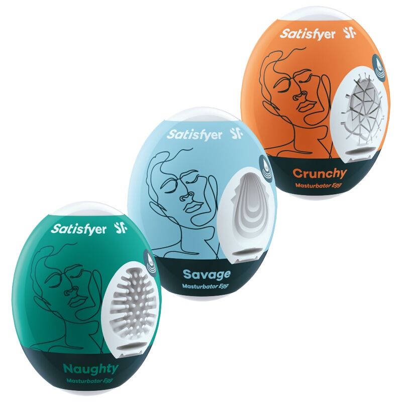 SATISFYER - 3 MASTURBÁTORSKÁ VEJCE ZLOBIVÉ, DIVOKÉ A KŘUPAVÉ