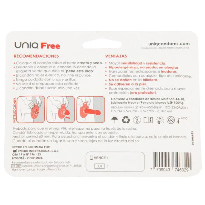 UNIQ - KONDOMY BEZ LATEXU S OCHRANNÝM KROUŽKEM 3 KS