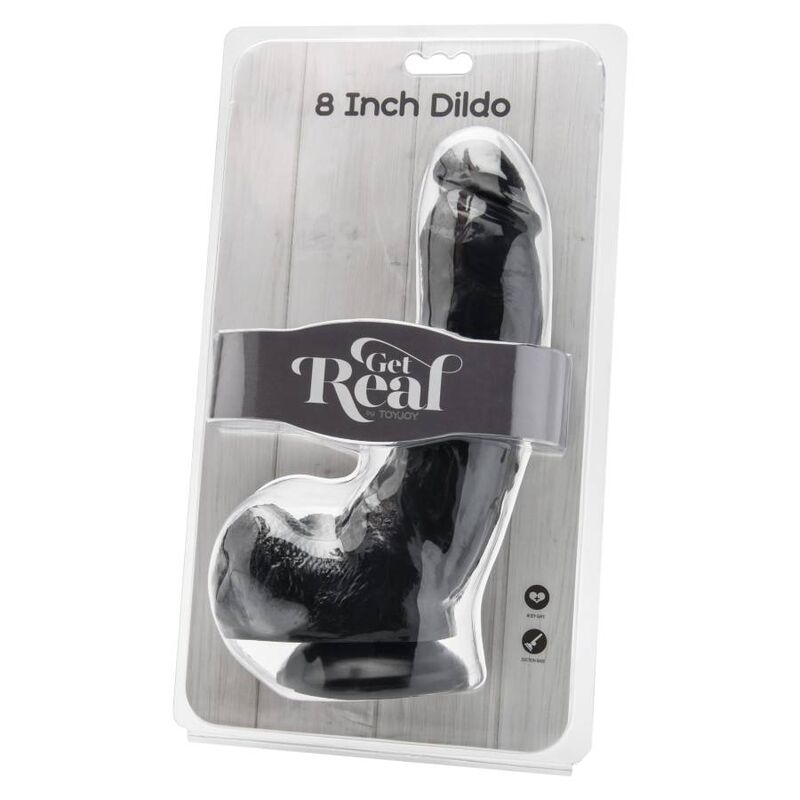 GET REAL - DILDO 20,5 CM S KOULEMI ČERNÝ
