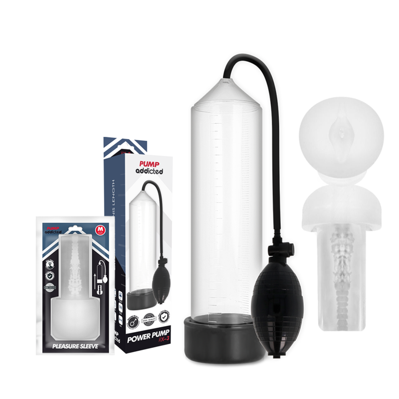 PUMP ADDICTED - RX3 TRANSPARENTNÍ S POUZDREM PRO PLEASUE SLEEVE