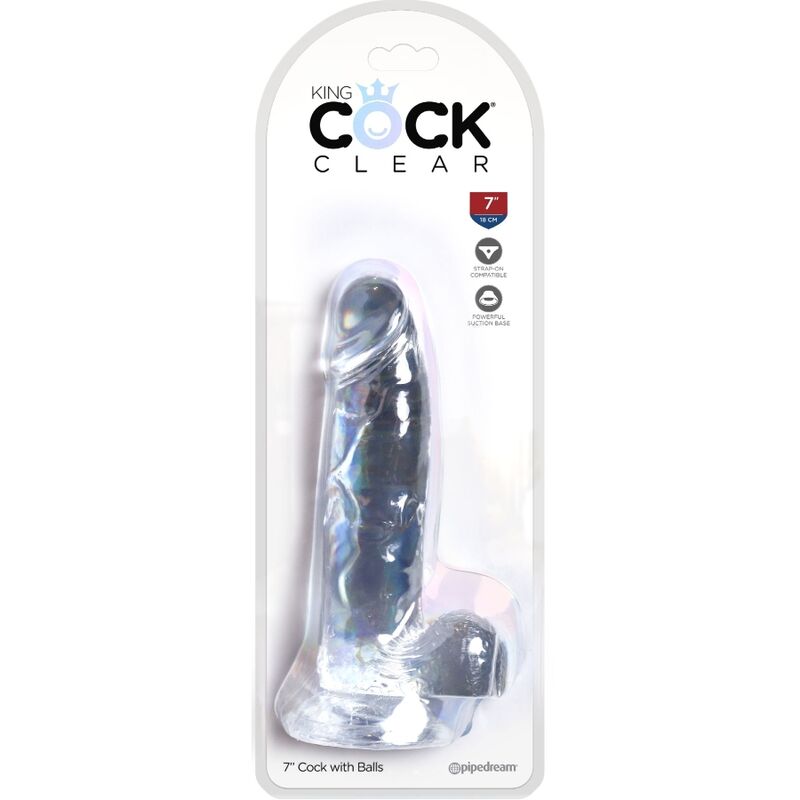 KING COCK - PRŮHLEDNÝ REALISTICKÝ PENIS S KURVAMI 15,2 CM TRANSPARENTNÍ