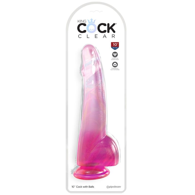 KING COCK - PRŮHLEDNÉ DILDO S VARLATY 19 CM RŮŽOVÉ