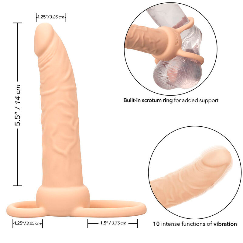 CALEXOTICS - PERFORMANCE MAXX DOBÍJECÍ DVOJITÝ PENETRATOR SVĚTLÁ POKOŽKA