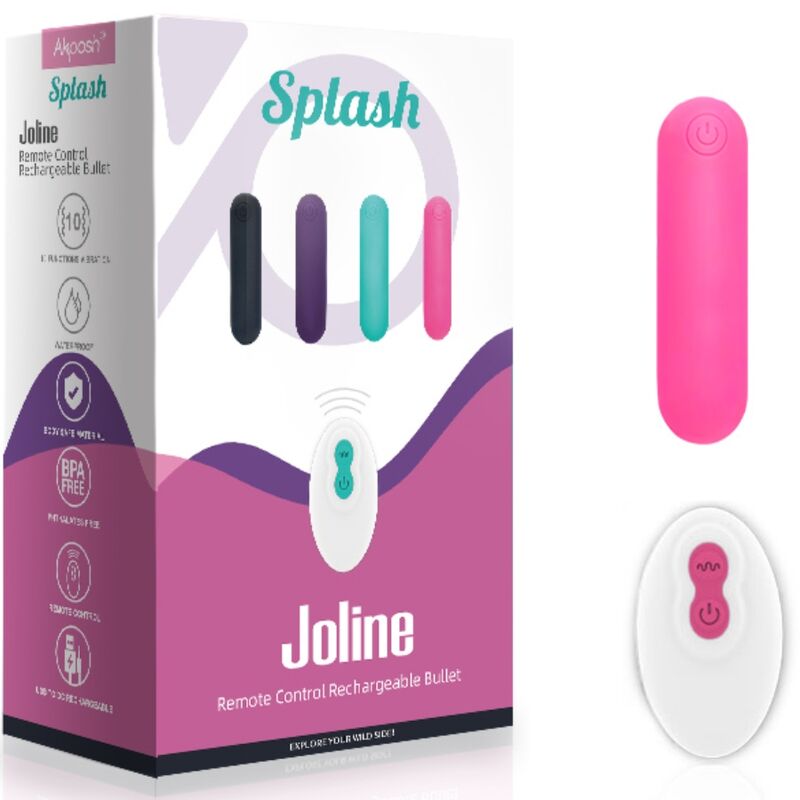 ARMONY - SPLASH JOLINE VIBRÁTOR BULLET SILIKONOVÝ DÁLKOVÝ OVLÁDÁNÍ 10 VIBRACÍ 65 X 15 CM RŮŽOVÝ