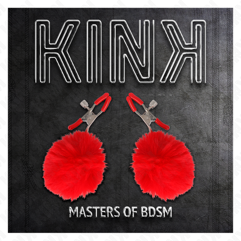 KINK - Svorka na bradavky z umělé kožešiny, červená, 6 cm