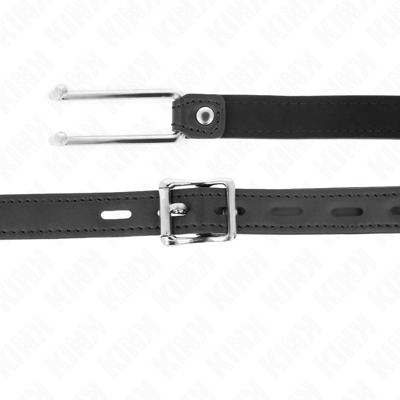 KINK - KOVOVÝ HÁČEK NA RUBÍK 11,5 CM S KOŽENKOVÝM PÁSKEM, NASTAVITELNÝ 39-58 CM X 2 CM