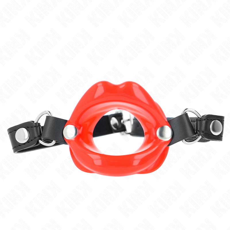 KINK - ROUBÍK NA RTY 8 CM S ČERVENÝM KOŽENKOVÝM PÁSKEM 63 x 2 CM NASTAVITELNÝ 39-58 CM