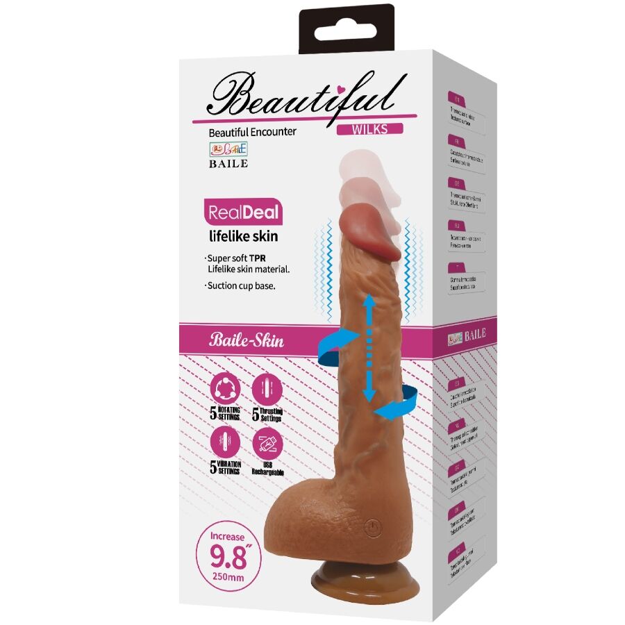 BAILE - BEAUTIFUL WILKS 5 SETTING REALISTIC VIBRATOR 25 CM MULATO