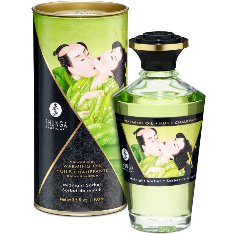 SHUNGA - MASÁŽNÍ OLEJ S TEPLÝM ÚČINEM PŘÍCHUŤ MIDNIGHT SORBET 100 ML