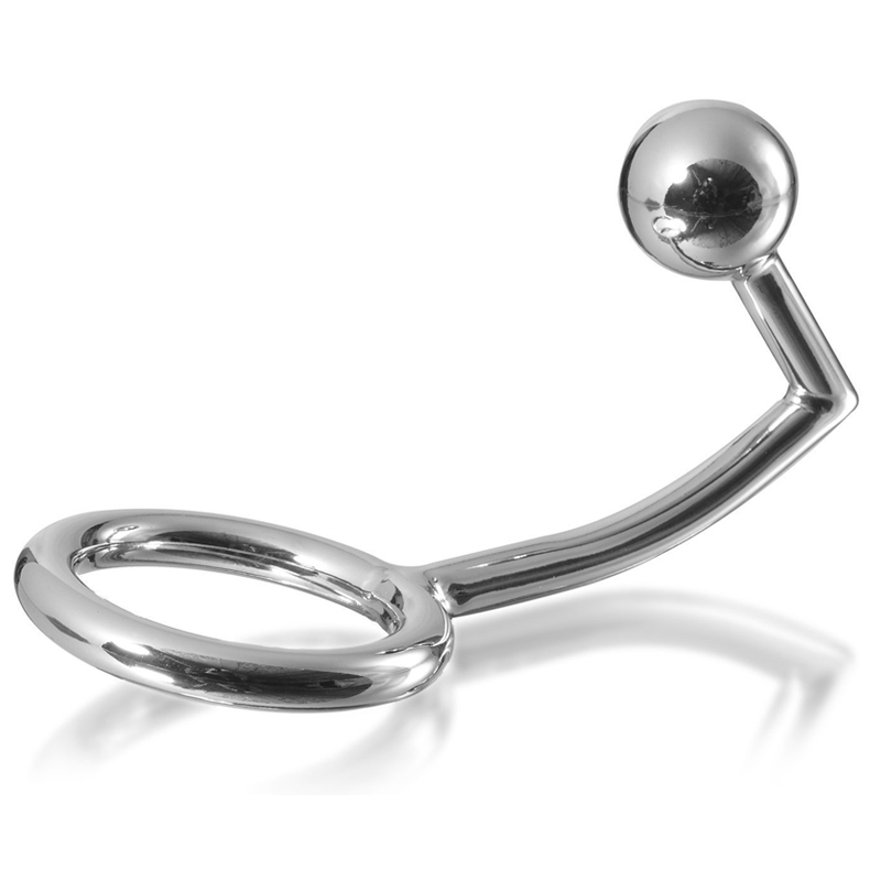 TVRDÝ KOV - EROTICKÝ KROUŽEK S ANÁLNÍM HÁČKEM 40MM