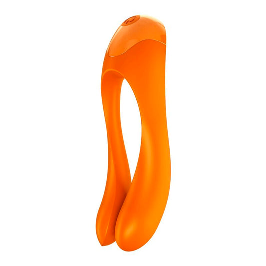 SATISFYER - PRSTOVÝ VIBRÁTOR VE VESTIBU CANDY CANE ORANŽOVÝ