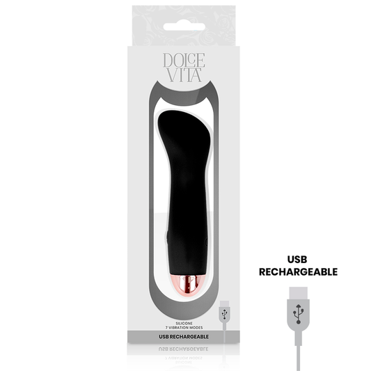 DOLCE VITA - DOBÍJECÍ VIBRÁTOR ONE BLACK 7 RYCHLOSTÍ