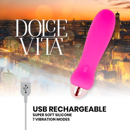 DOLCE VITA - DOBÍJECÍ VIBRÁTOR PĚT RŮŽOVÝCH 7 RYCHLOSTÍ