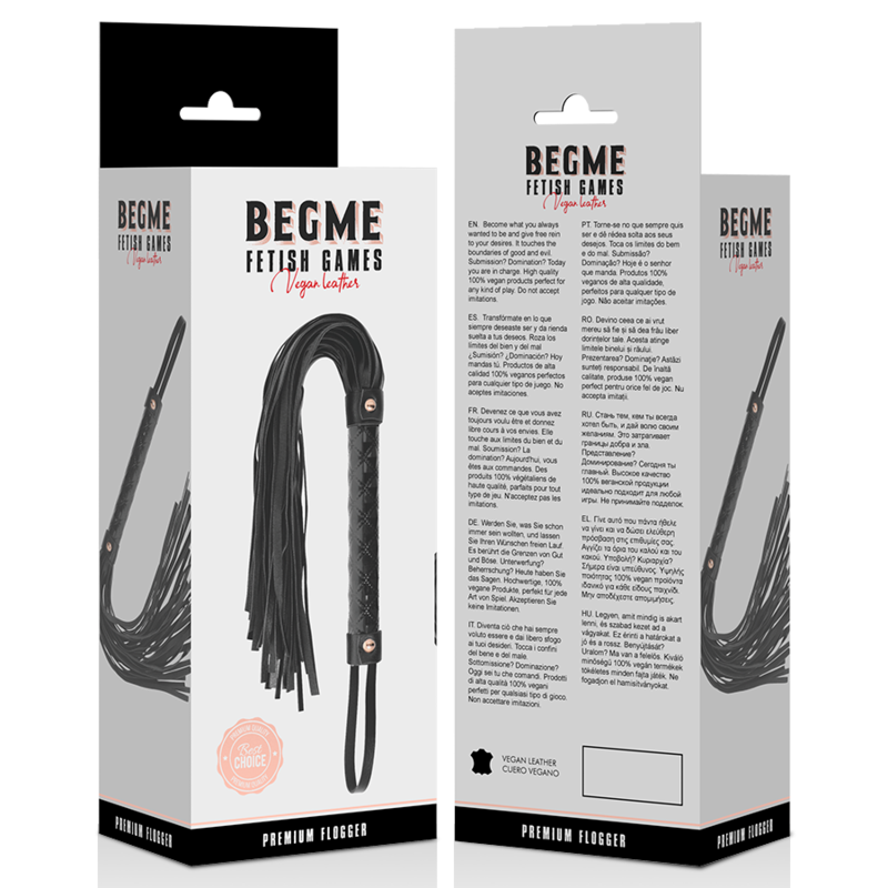 BEGME - VEGANSKÝ KOŽENÝ FLOGGER Z ČERNÉ EDICE