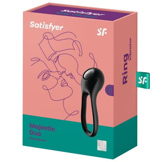 SATISFYER - MAJESTIC DUO RING VIBRÁTOR ČERNÝ