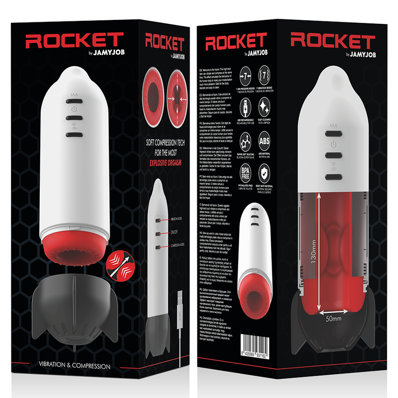 JAMYJOB - ROCKET MASTURBÁTOR S TECHNOLOGII MĚKKÉ KOMPRESE A VIBRACÍ