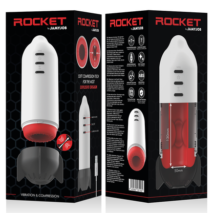 JAMYJOB - ROCKET MASTURBÁTOR S TECHNOLOGII MĚKKÉ KOMPRESE A VIBRACÍ