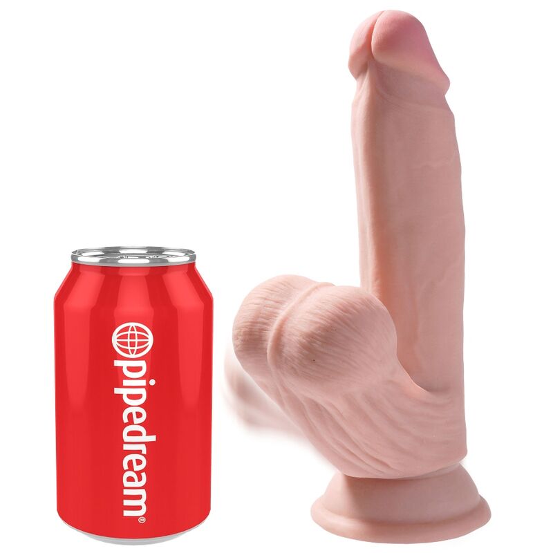 KING COCK - PLUS 3D DILDO SWINGING BALLS 15,2 CM SVĚTLÁ KŮŽE
