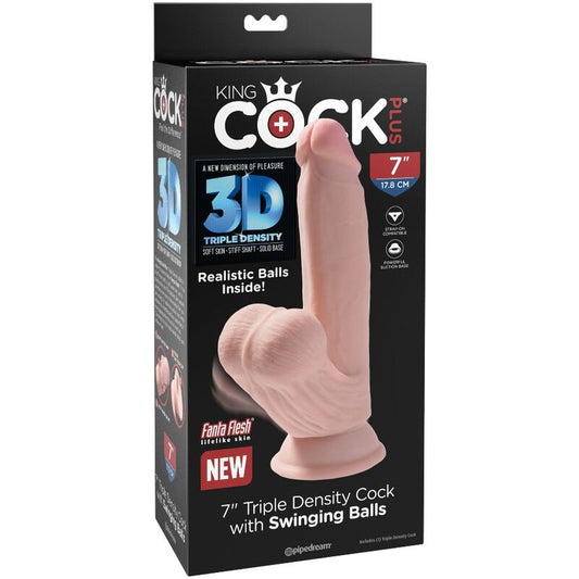 KING COCK - PLUS 3D DILDO SWINGING BALLS 15,2 CM SVĚTLÁ KŮŽE
