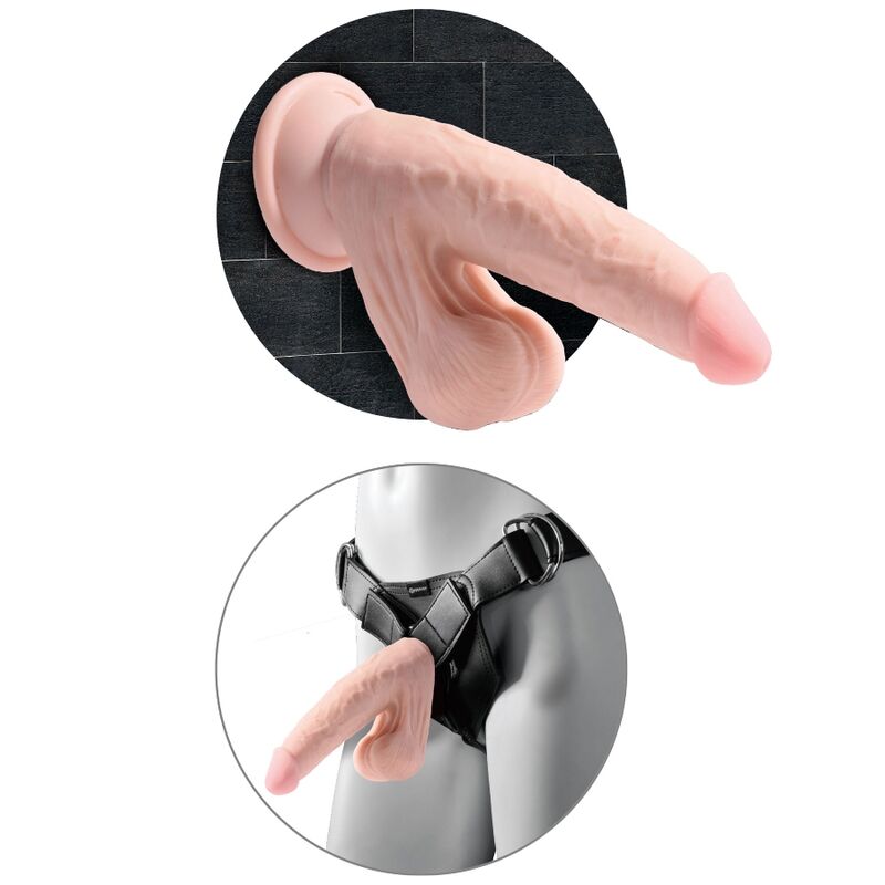 KING COCK - PLUS 3D DILDO SWINGING BALLS 15,2 CM SVĚTLÁ KŮŽE
