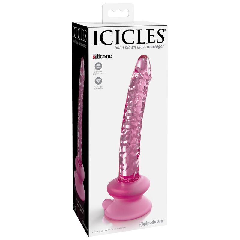 ICICLES - SKLENĚNÉ DILDO Č. 86 S PŘÍSAVKOU