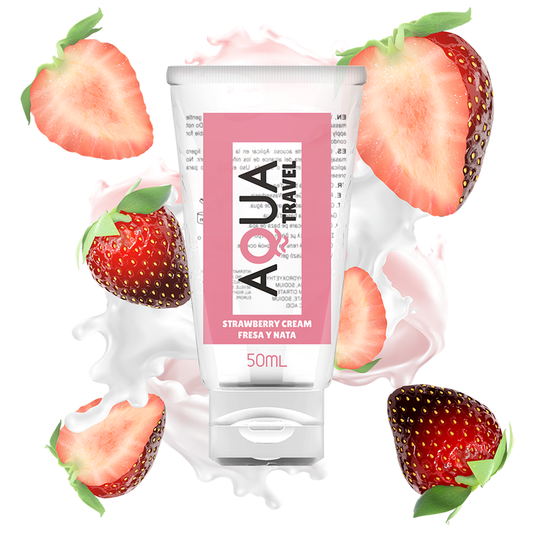 AQUA TRAVEL - LUBRIKANT NA VODNÍ BÁZI S PŘÍCHUTÍ JAHODOVÉHO KRÉMU - 50 ML