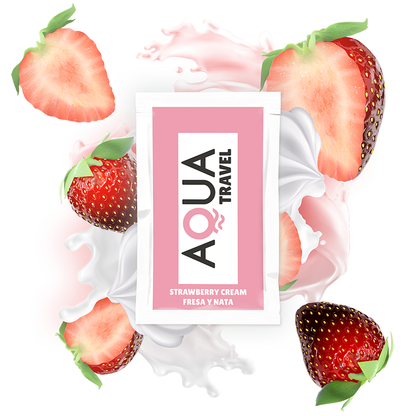 AQUA TRAVEL - LUBRIKANT NA VODNÍ BÁZI S PŘÍCHUTÍ JAHODOVÉHO KRÉMU 6 ML