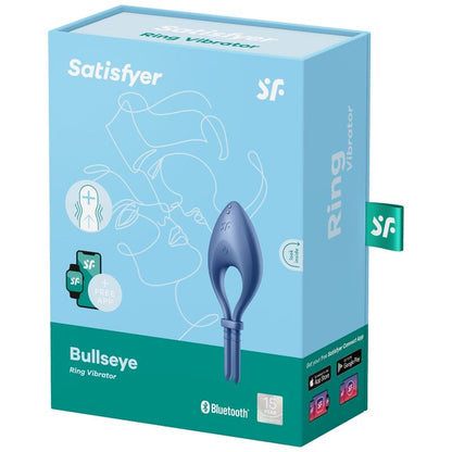 SATISFYER - APLIKACE S VIBRAČNÍM KROUŽKEM BULLSEYE, MODRÁ