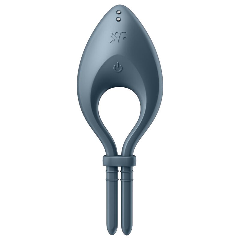 SATISFYER - VIBRAČNÍ KROUŽEK BULLSEYE S APLIKACÍ, ŠEDÝ