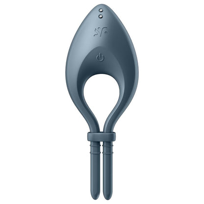 SATISFYER - VIBRAČNÍ KROUŽEK BULLSEYE S APLIKACÍ, ŠEDÝ
