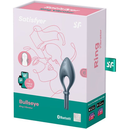 SATISFYER - VIBRAČNÍ KROUŽEK BULLSEYE S APLIKACÍ, ŠEDÝ