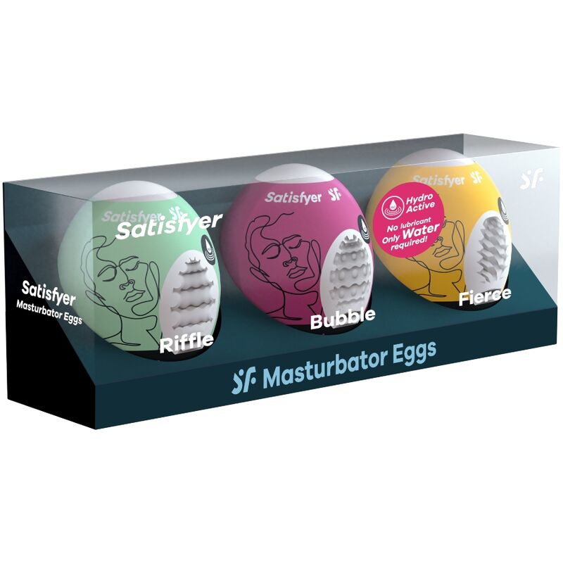 SATISFYER - 3 MASTURBÁTOROVÁ VEJCE RIFFLE, BUBBLE &amp; FIERCE