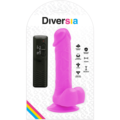 DIVERSIA - FLEXIBILNÍ VIBRAČNÍ DILDO FIALOVÉ 20,5 CM -O- 4,2 CM