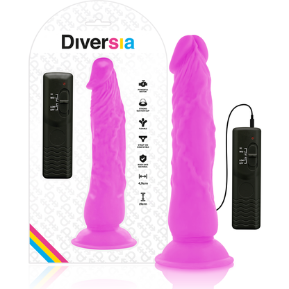 DIVERSIA - FLEXIBILNÍ VIBRAČNÍ DILDO FIALOVÉ 21 CM -O- 4,9 CM