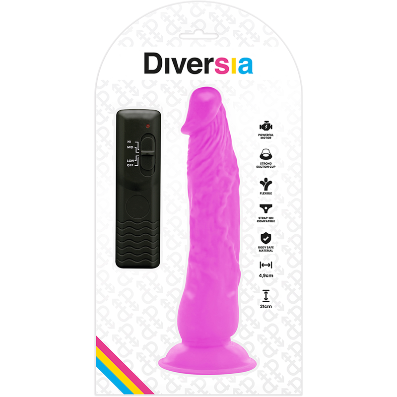 DIVERSIA - FLEXIBILNÍ VIBRAČNÍ DILDO FIALOVÉ 21 CM -O- 4,9 CM