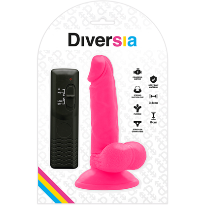 DIVERSIA - FLEXIBILNÍ VIBRAČNÍ DILDO RŮŽOVÉ 17 CM -O- 3,3 CM
