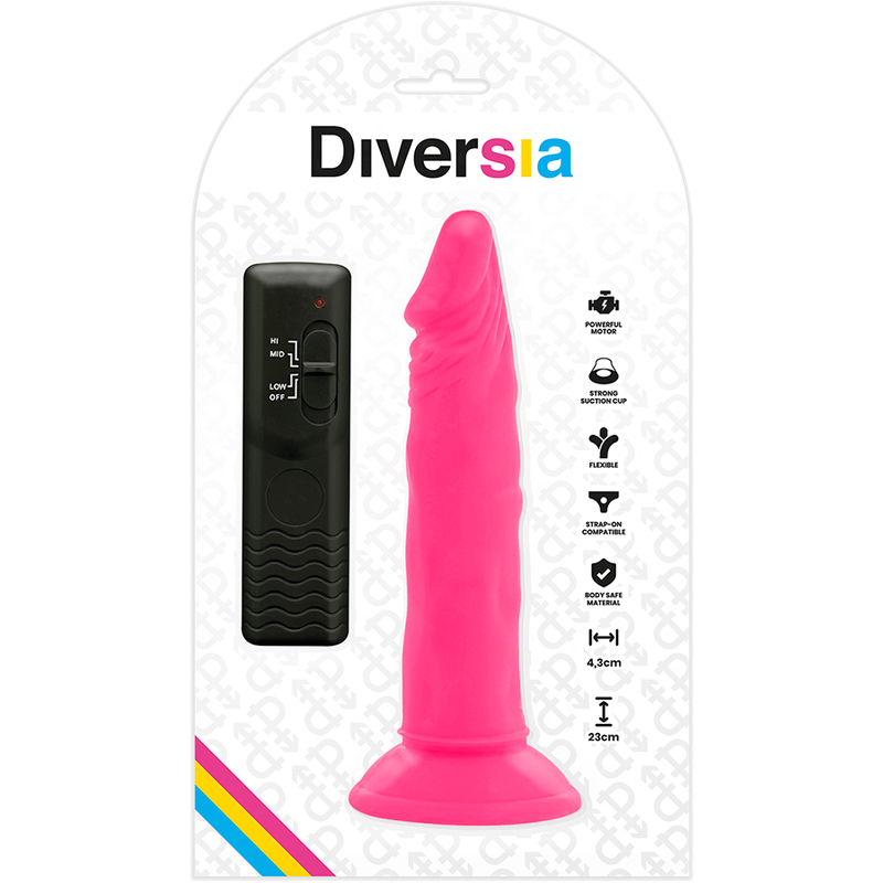 DIVERSIA - FLEXIBILNÍ VIBRAČNÍ DILDO RŮŽOVÉ 23 CM -O- 4,3 CM