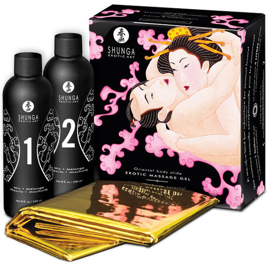 SHUNGA - ORIENTÁLNÍ EROTICKÝ MASÁŽNÍ GEL TĚLO NA TĚLO S JAHODAMI A CAVOU 