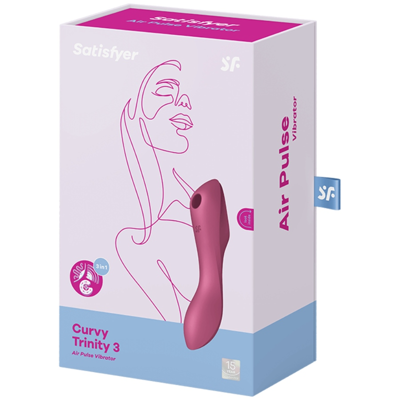 SATISFYER - VIBRAČNÍ PULSE CURVY TRINITY 3 AIR PULSE ČERVENÝ