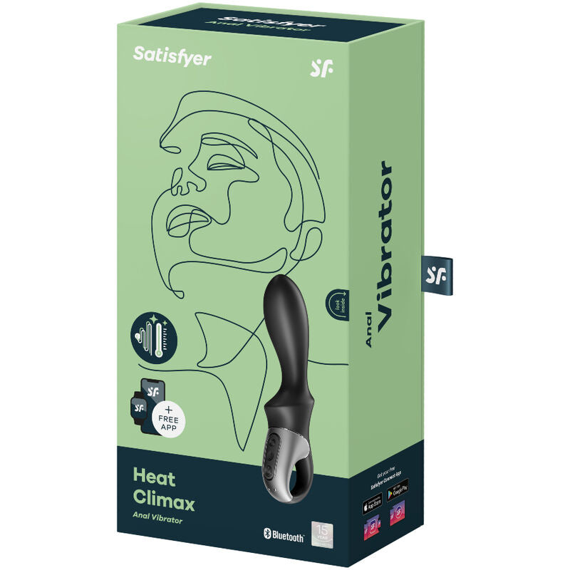 SATISFYER - ANÁLNÍ VIBRÁTOR HEAT CLIMAX S APLIKACÍ, ČERNÁ