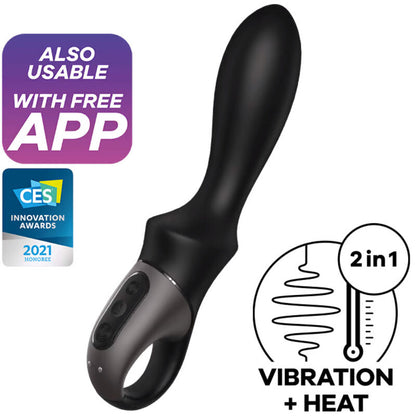 SATISFYER - ANÁLNÍ VIBRÁTOR HEAT CLIMAX S APLIKACÍ, ČERNÁ