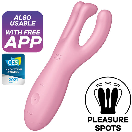 SATISFYER - APLIKACE S VIBRÁTOREM PRO TROJKY 4 RŮŽOVÁ