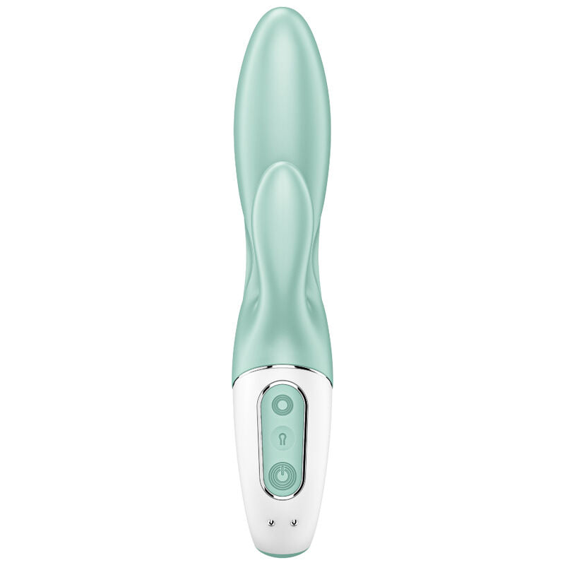 SATISFYER - NAFUKOVACÍ VIBRAČNÍ KRÁLÍČEK S PUMPOU 5+, APLIKACE, ZELENÁ