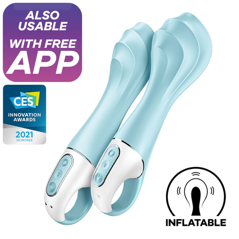 SATISFYER - VIBRAČNÍ ČERPADLO 5+ NAFUKOVACÍ VIBRAČNÍ ČERPADLO PRO G-BOD S APLIKACÍ MODRÝ