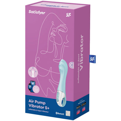 SATISFYER - VIBRAČNÍ ČERPADLO 5+ NAFUKOVACÍ VIBRAČNÍ ČERPADLO PRO G-BOD S APLIKACÍ MODRÝ