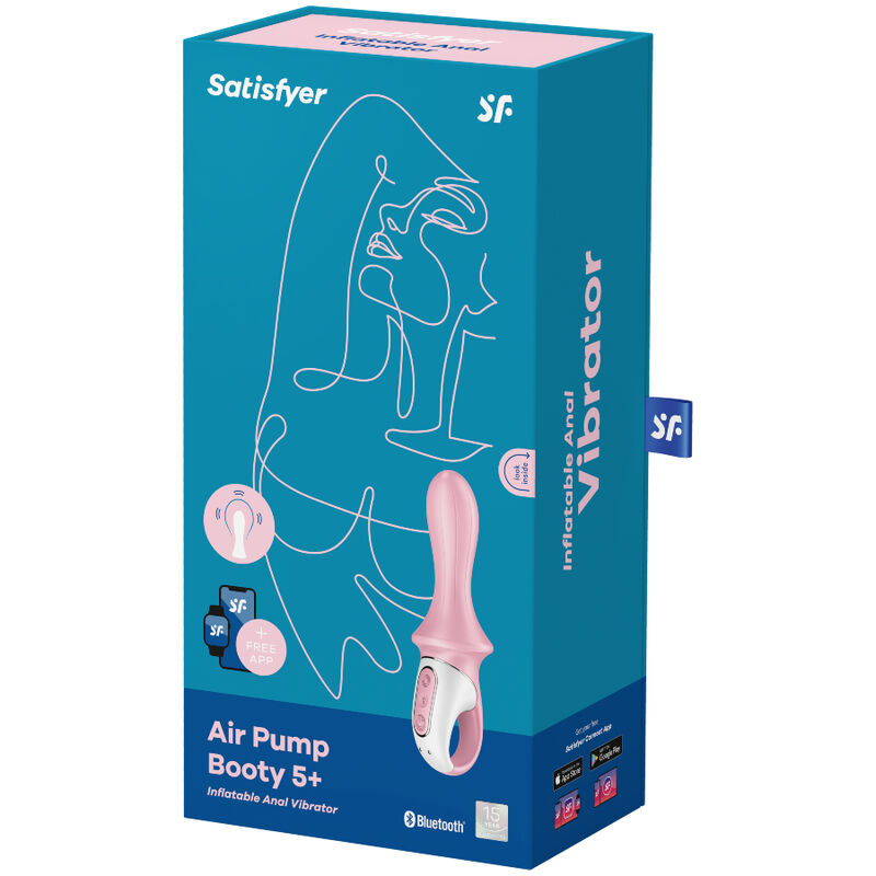 SATISFYER - NAFUKOVACÍ ANÁLNÍ VIBRÁTOR S VZDUCHOVOU PUMPOU AIR PUMP BOOTY 5+ RŮŽOVÝ