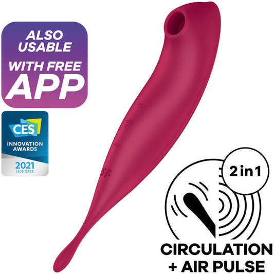 SATISFYER - TWIRLING PRO+ AIR PULSE STIMULÁTOR A VIBRAČNÍ APLIKACE ČERVENÁ