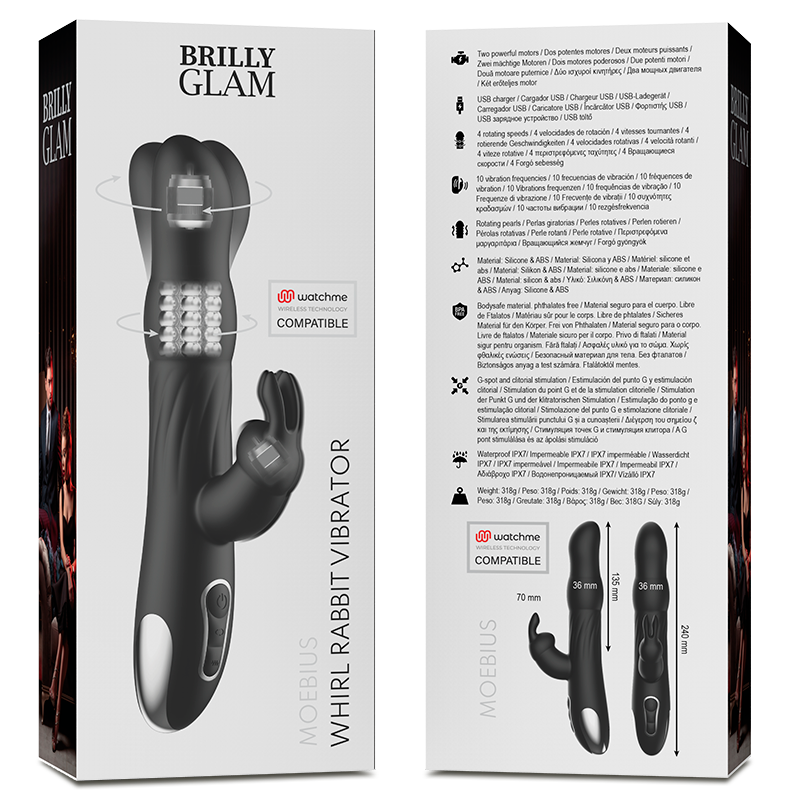 BRILLY GLAM - VIBRÁTOR A ROTAČNÍK MOEBIUS RABBIT KOMPATIBILNÍ S BEZDRÁTOVOU TECHNOLOGII WATCHME